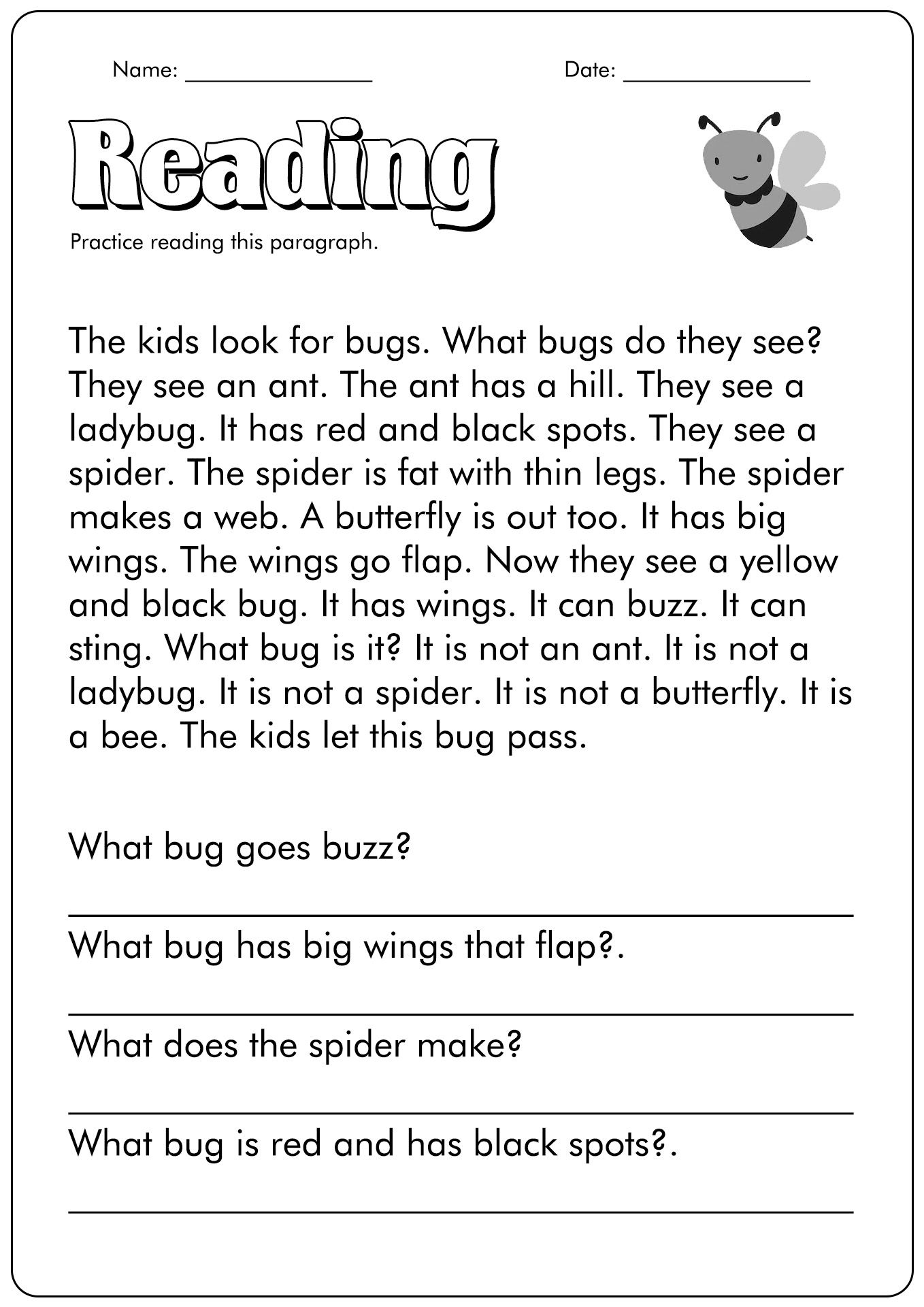 first grade reading worksheets