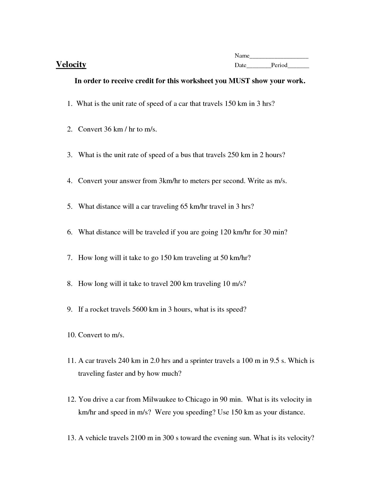unit rate worksheet