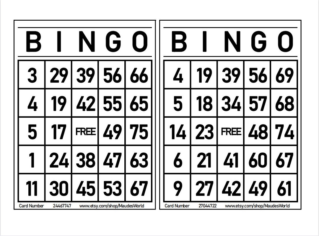 free printable bingo cards 1 99
