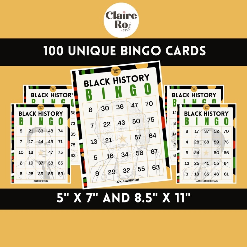 free printable black history bingo cards