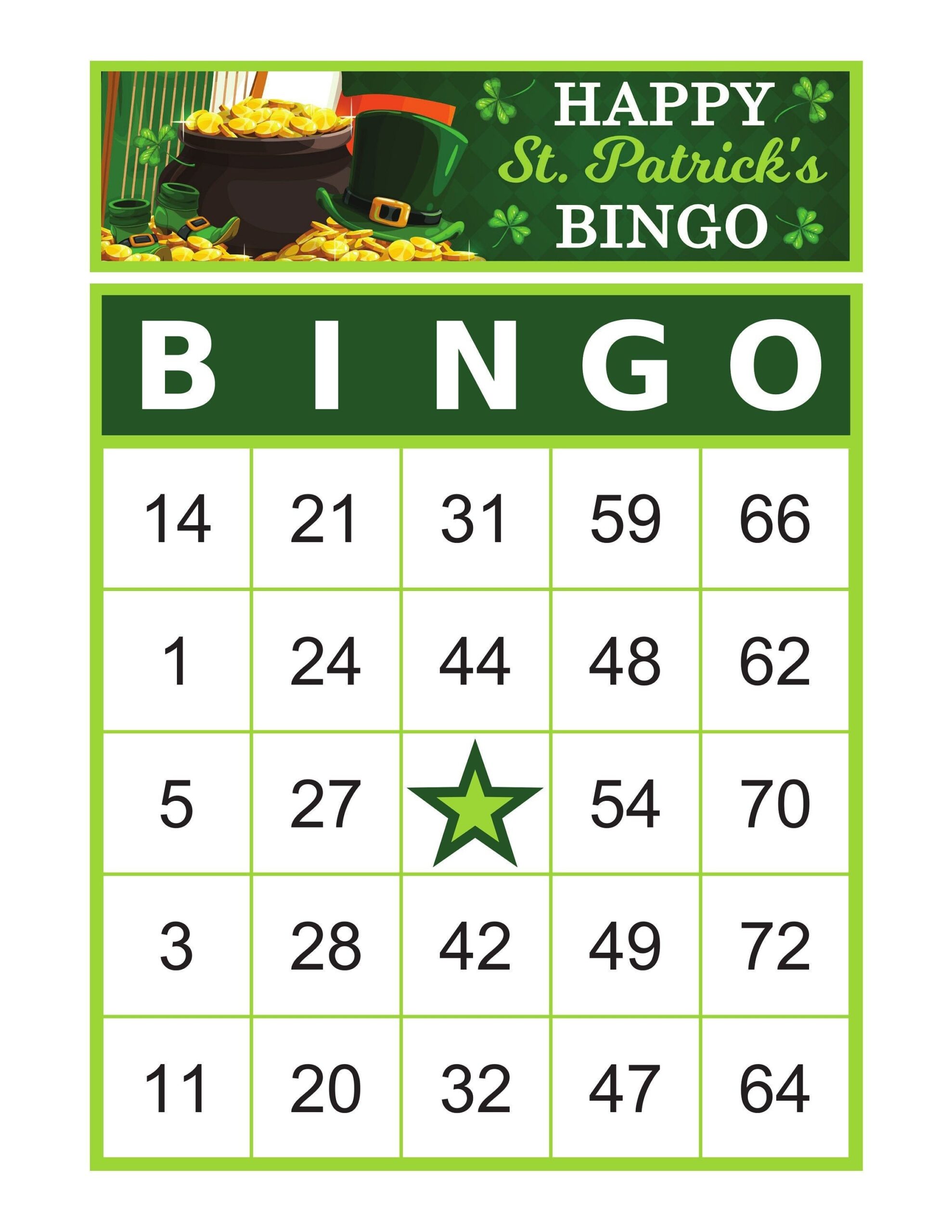 100 St Patrick 39 s Day Bingo Cards 1 Per Page Instant Printable Pdf