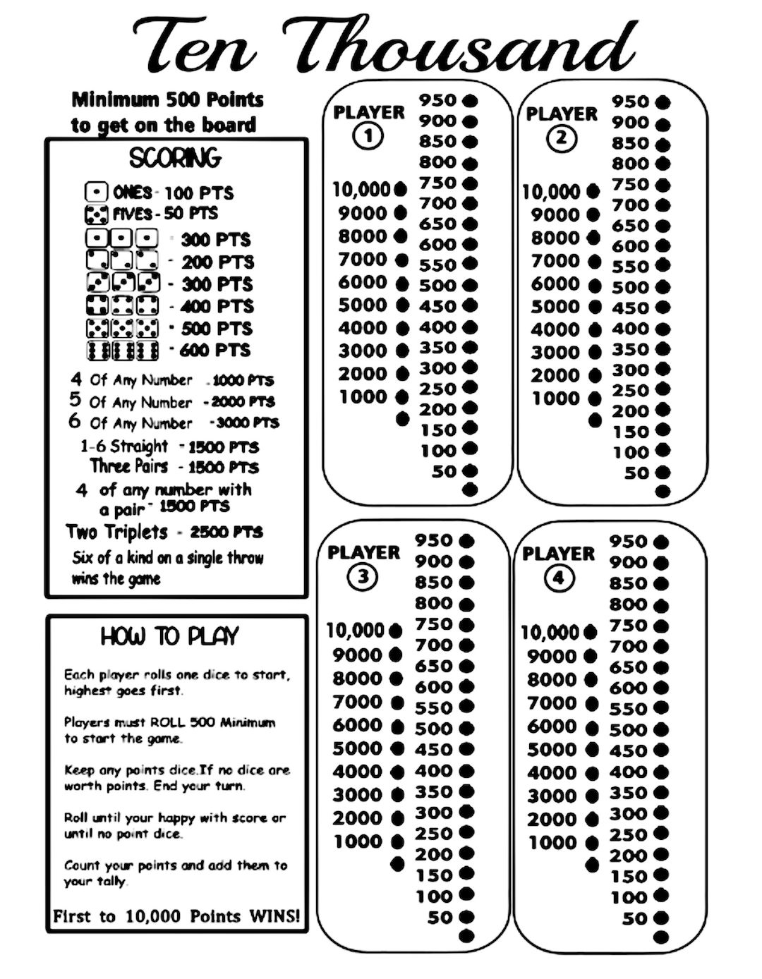 10000 Dice Game Rules Printable Pdf Printable Free Templates