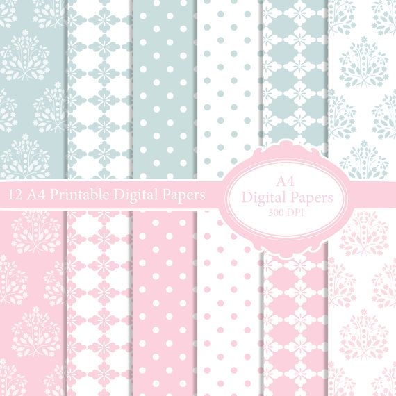 12 Elegant Digital Printable Backing Papers By FuzzyYarnCrochet Digital