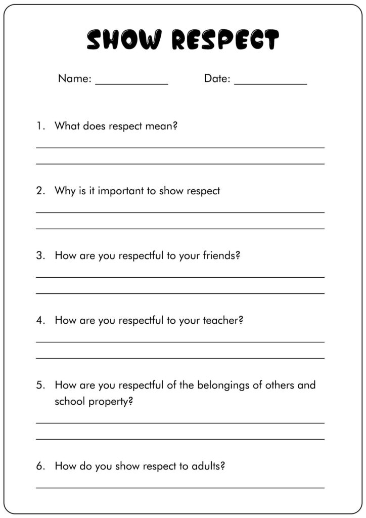 12 Respect Worksheets For Teenagers In 2024 Coping Skills Activities