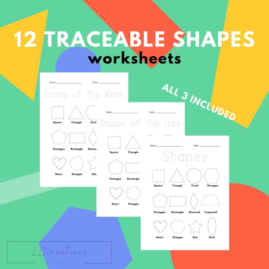 12 Traceable Shapes Worksheets Etsy