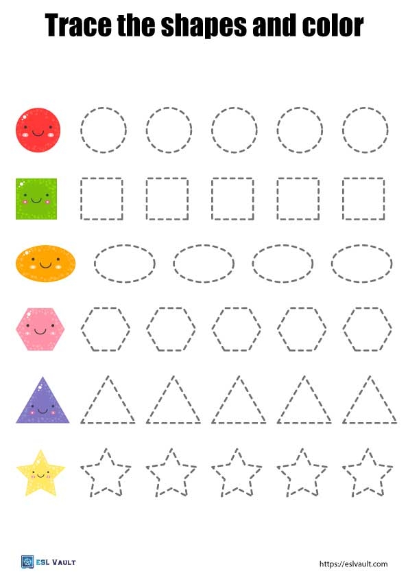 13 Free Printable Shape Tracing Worksheets ESL Vault
