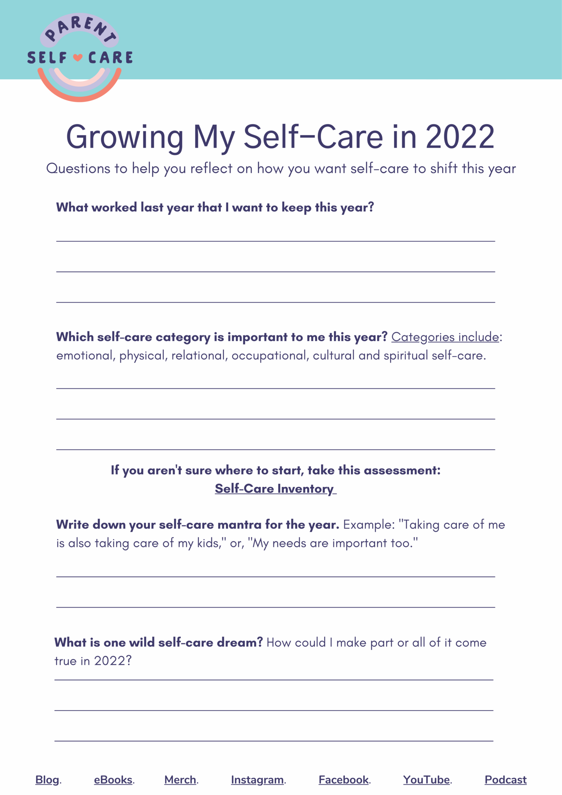 self care worksheets