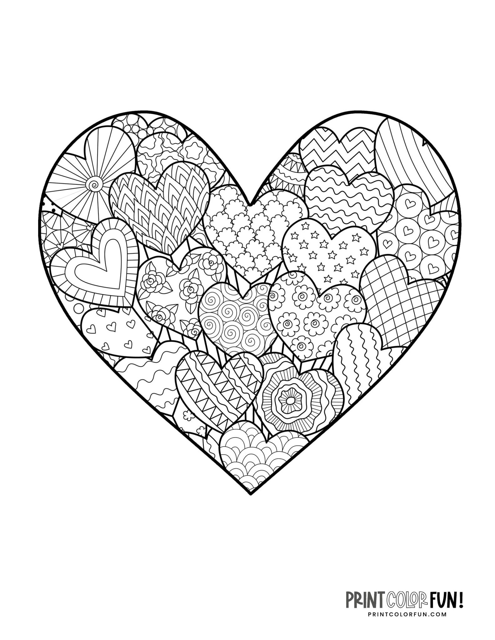 15 Zen Doodle Heart Coloring Pages Coloring Page Print Color Fun 