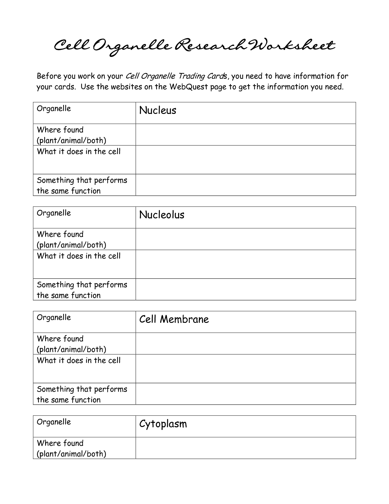 17 Best Images Of Biology Cell Organelles Worksheet Cell Organelles 