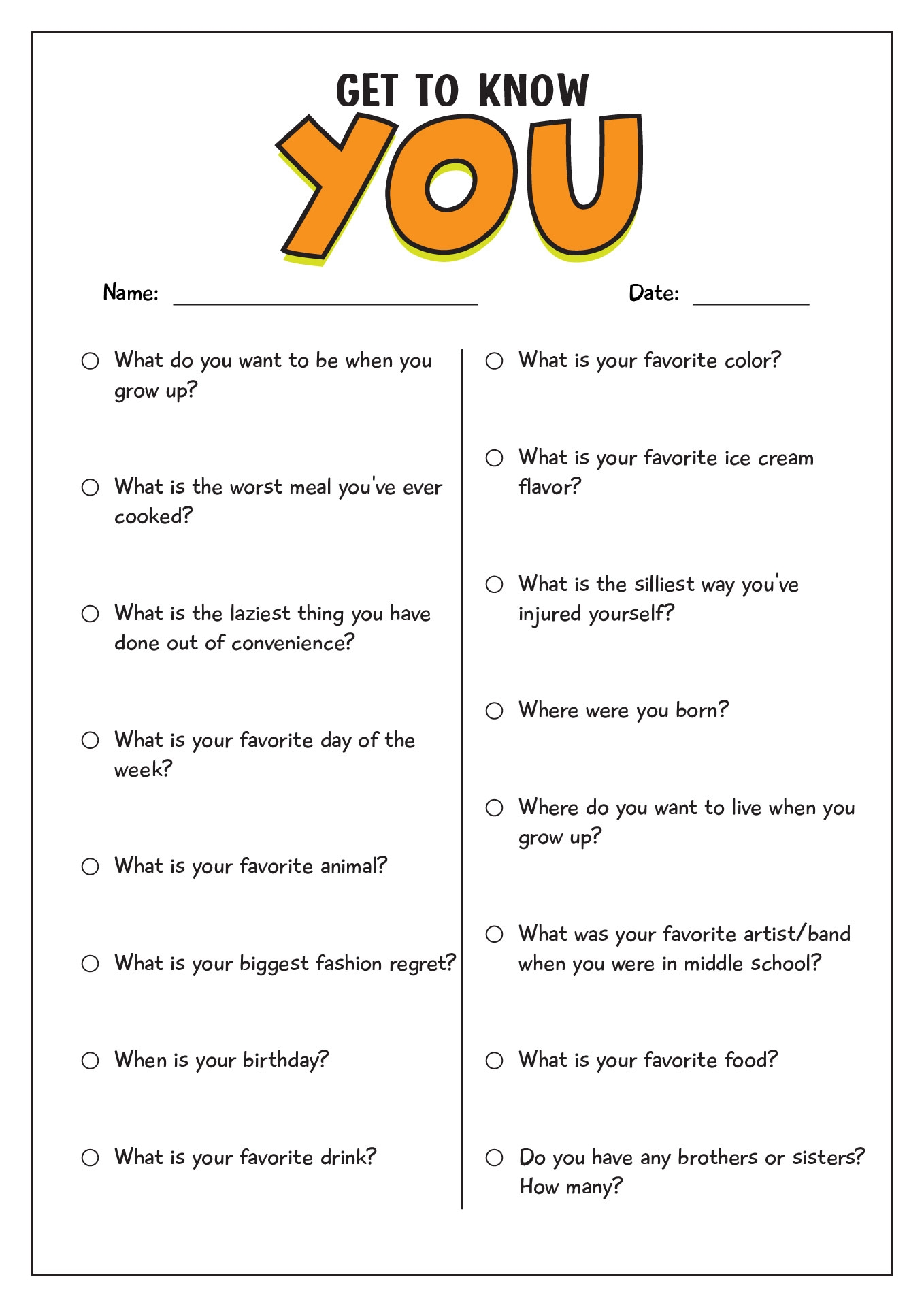 17 Printable Getting To Know You Worksheets Free PDF At 