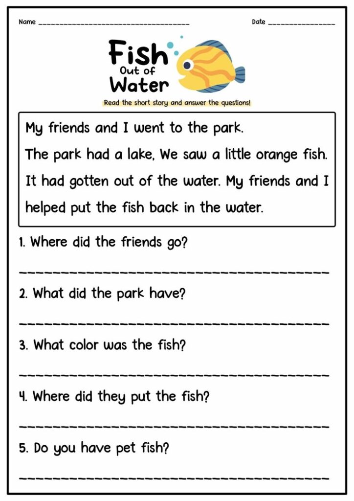 1st Grade Reading Comprehension Short Stories Reading Comprehension
