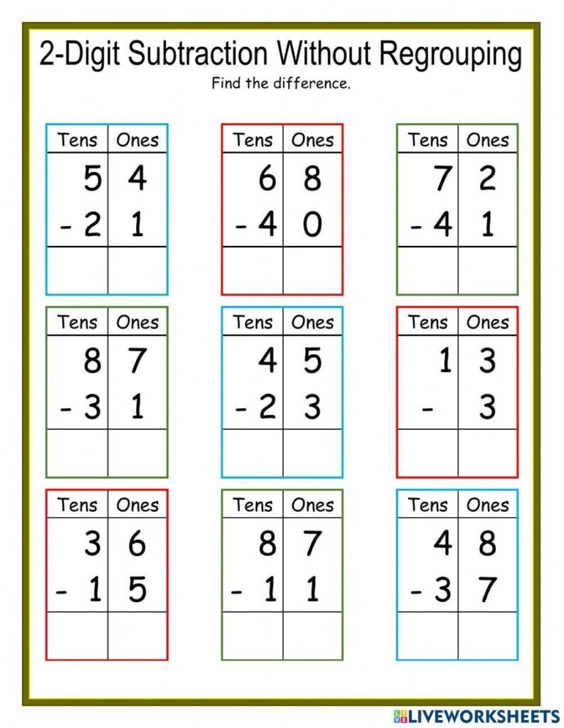 2 Digit Subtraction With Regrouping Worksheets Worksheets Library