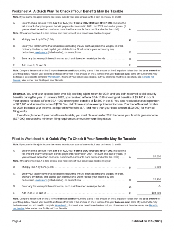 2023 Social Security Benefits Worksheet Printable PDF Template