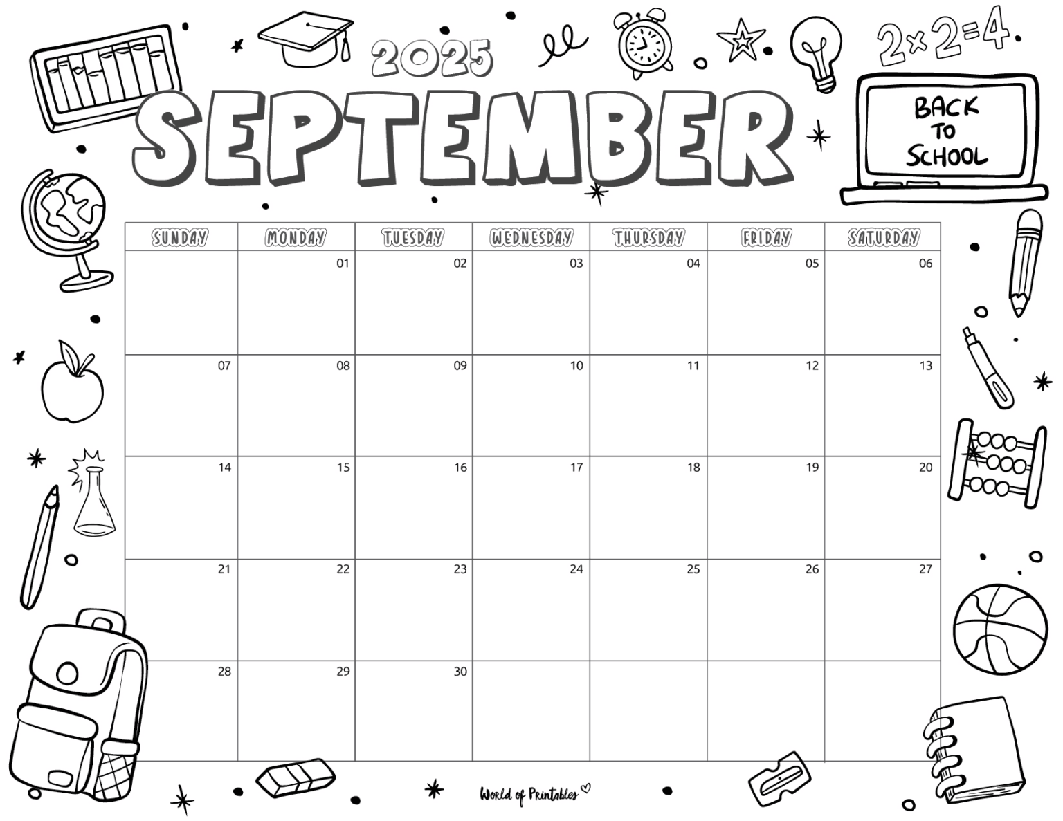 2025 Coloring Calendar Free Printables World Of Printables