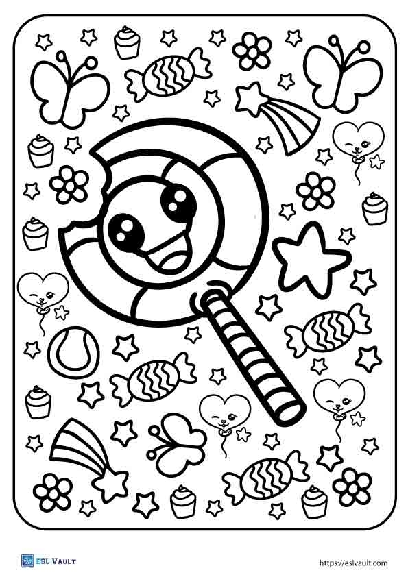 23 Free Candy Coloring Pages Printable PDF ESL Vault