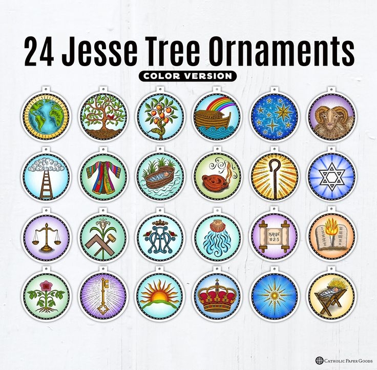 24 Jesse Tree Printable Color Ornaments PDF Full Color Ornaments