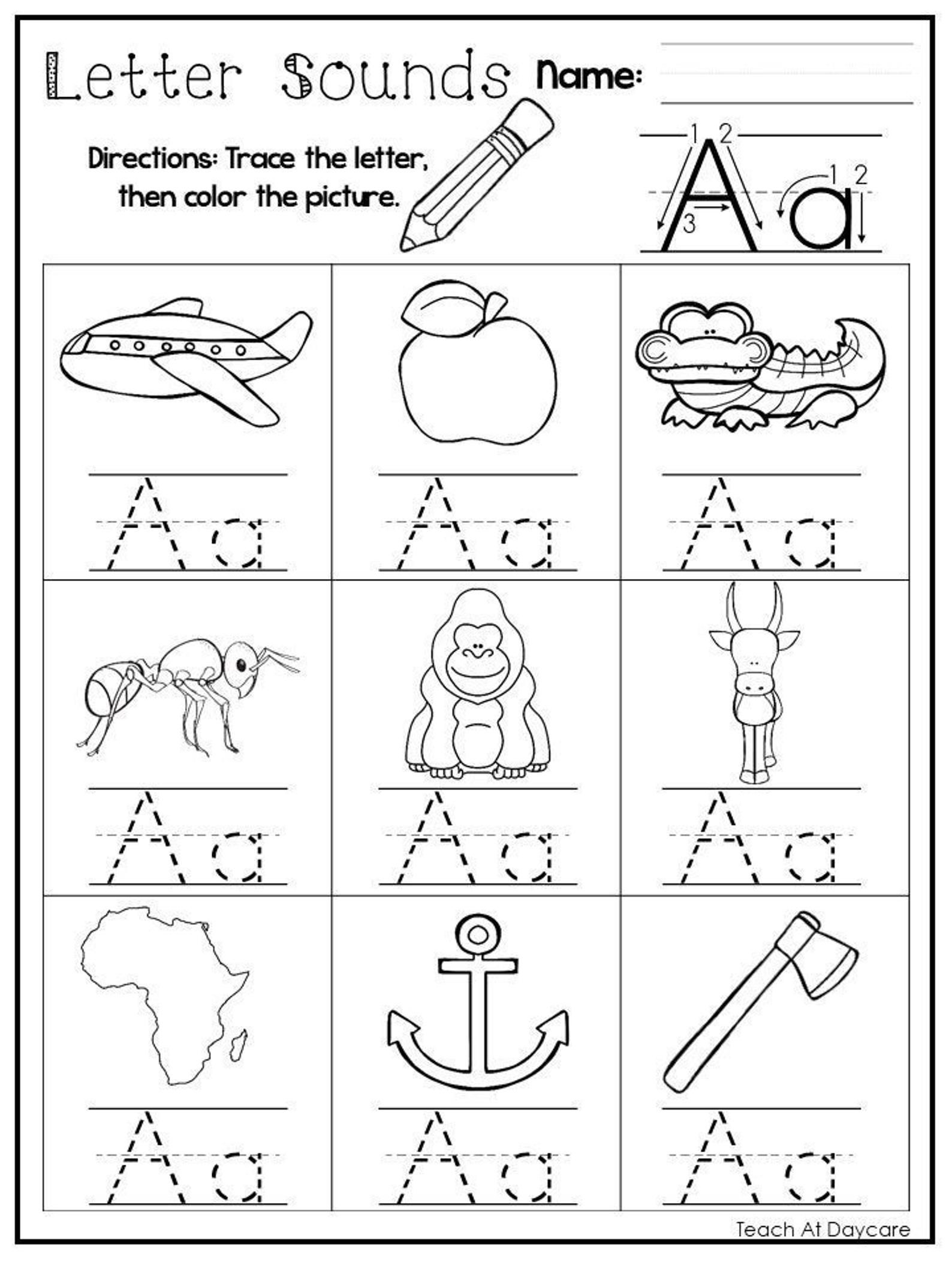 24 Printable Alphabet Letter Sounds Worksheets Preschool kdg Phonics 