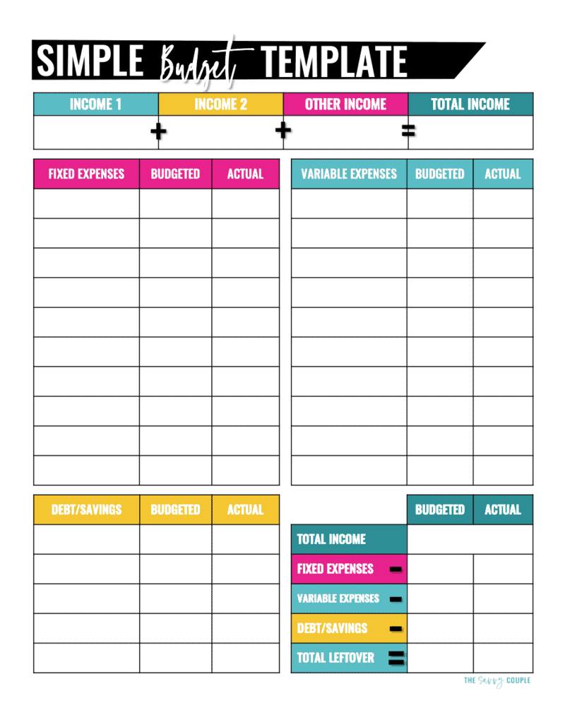 free printable budget templates