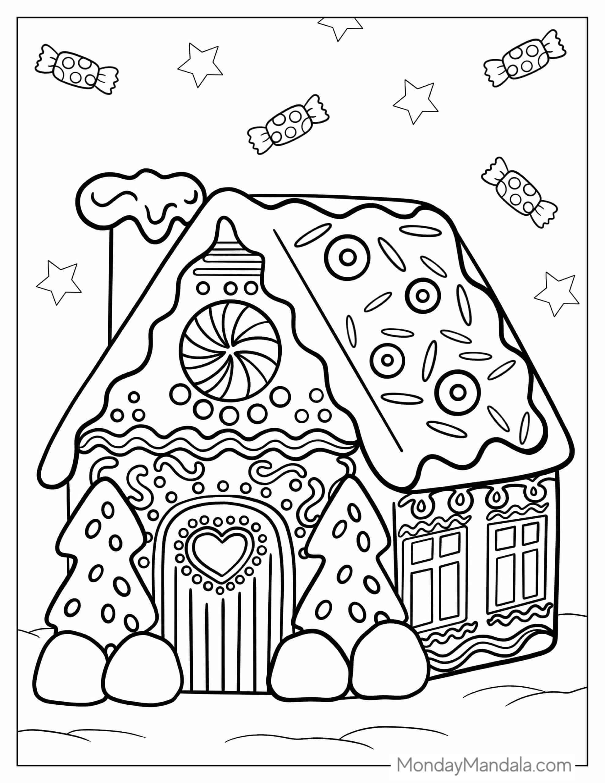26 Gingerbread House Coloring Pages Free PDF Printables In 2024