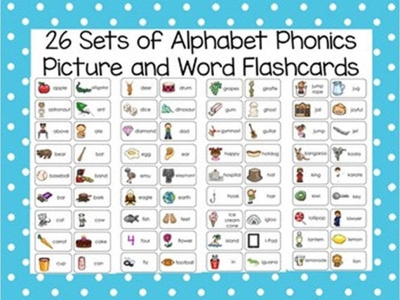 26 Printable Alphabet Phonics Picture Word Flashcard Sets All 