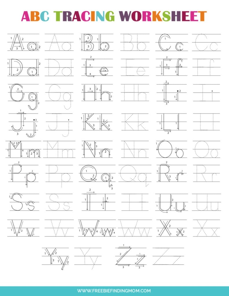 abc worksheet tracing