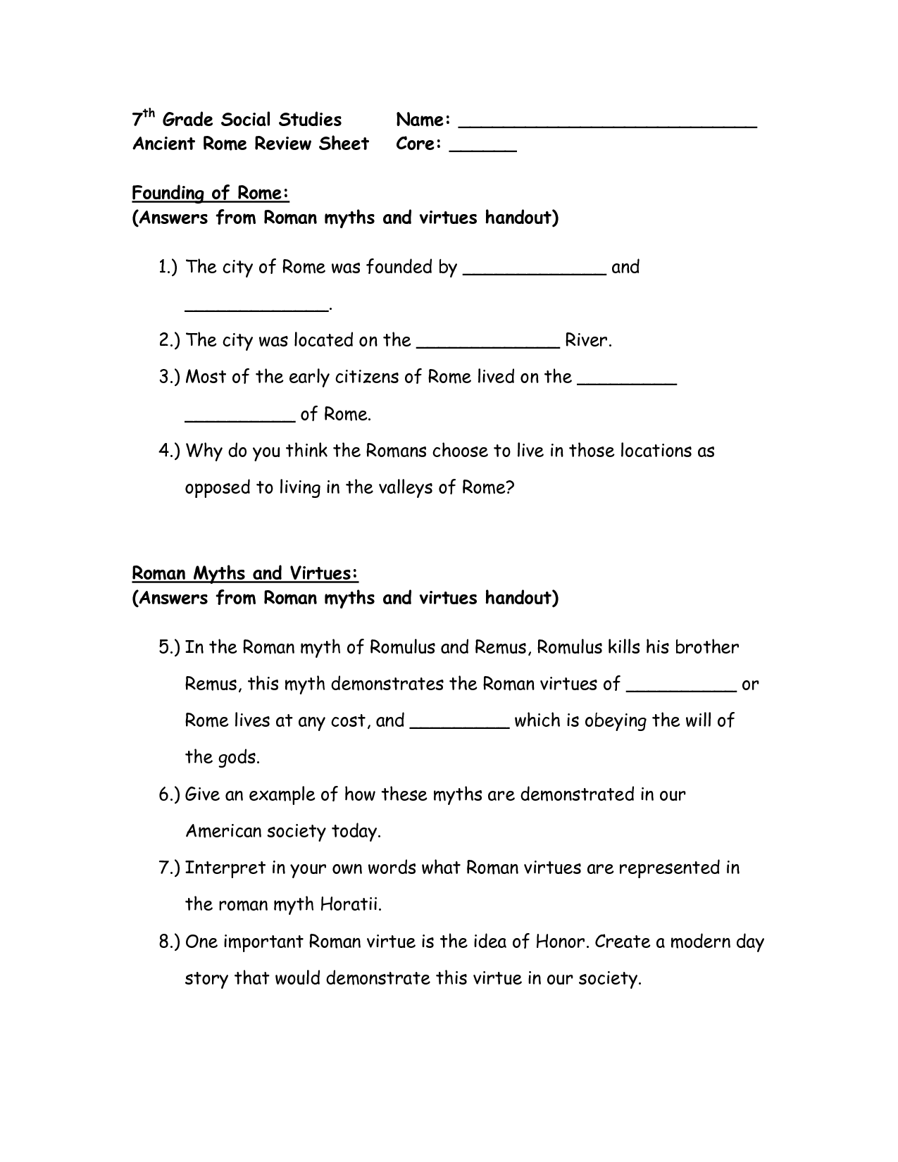 7th grade social studies worksheets