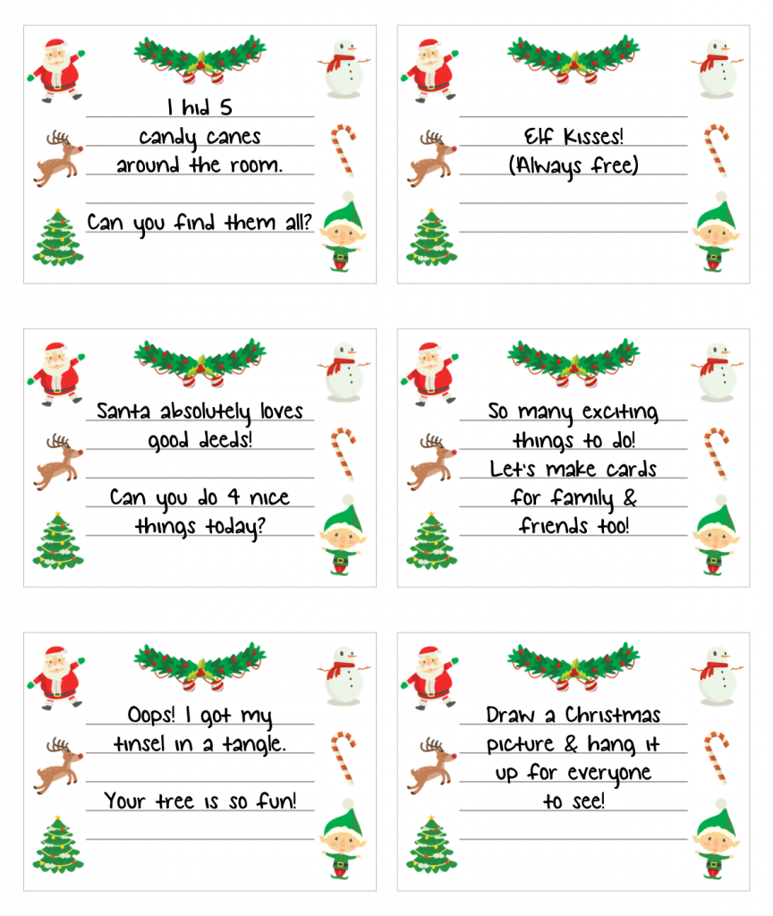 free printable elf on the shelf cards