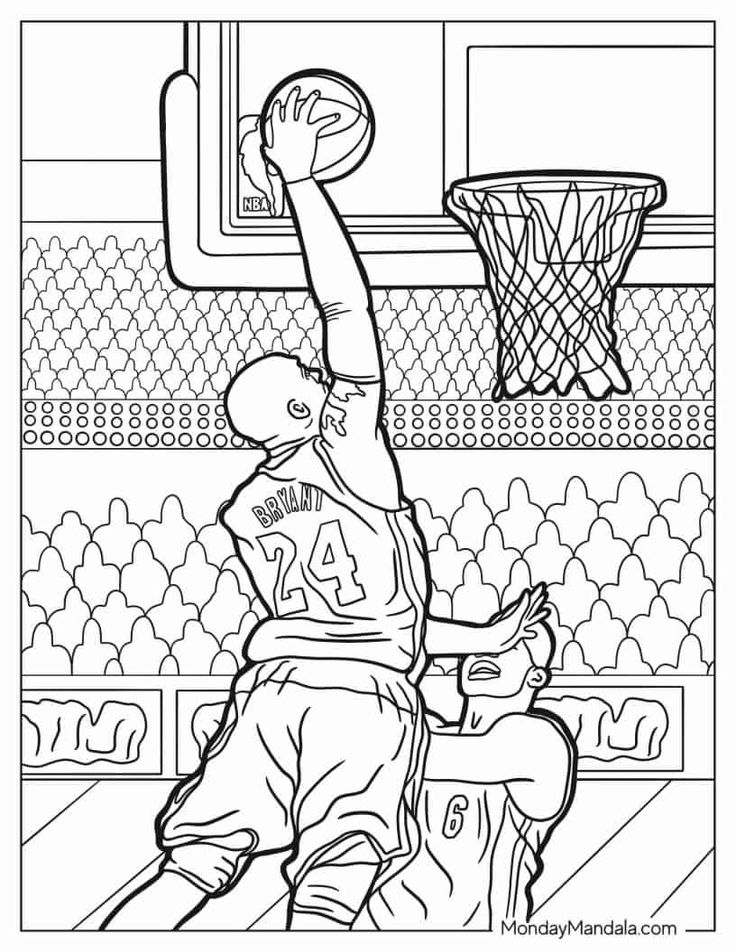 30 NBA Basketball Coloring Pages Free PDF Printables Worksheets