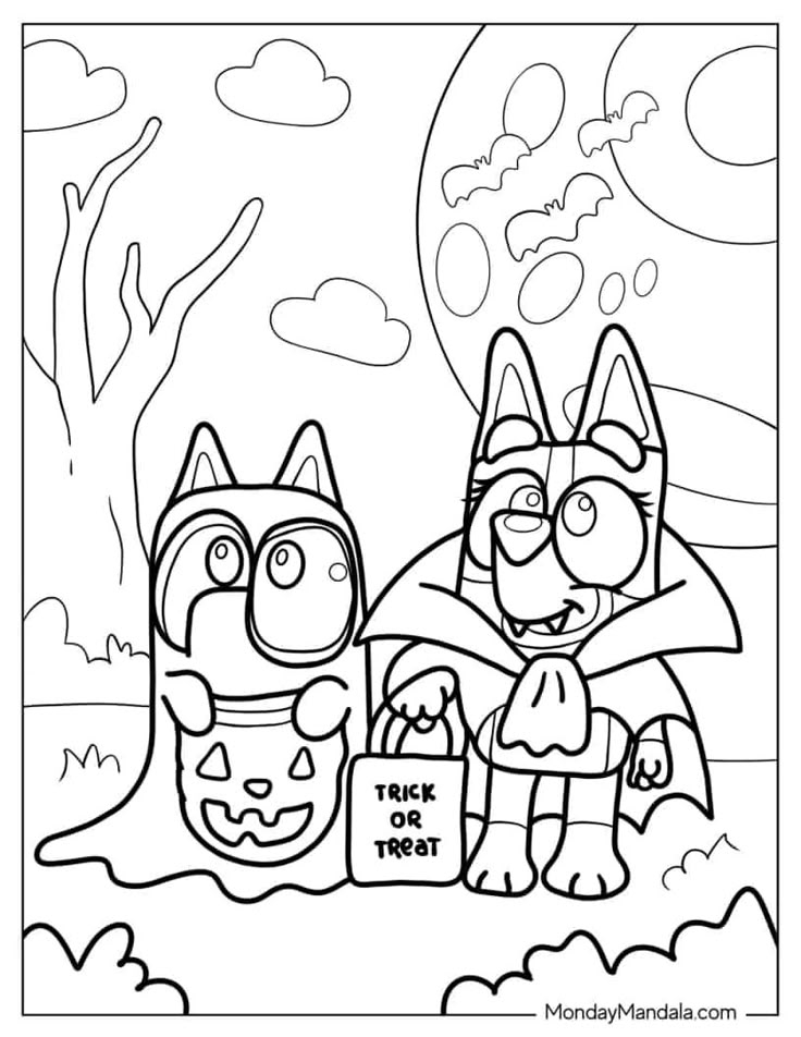 36 Bluey Coloring Pages Free PDF Printables Halloween Coloring