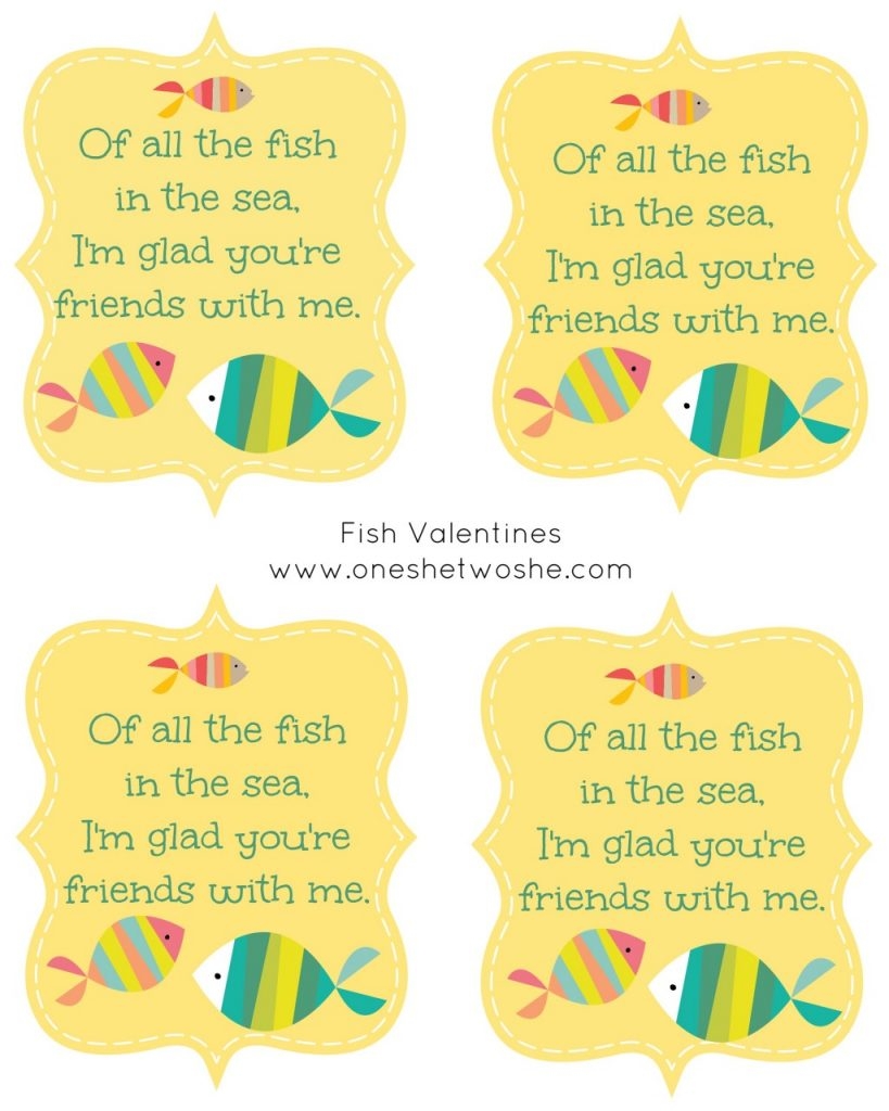  39 Of All The Fish In The Sea 39 Fish Valentine Printable