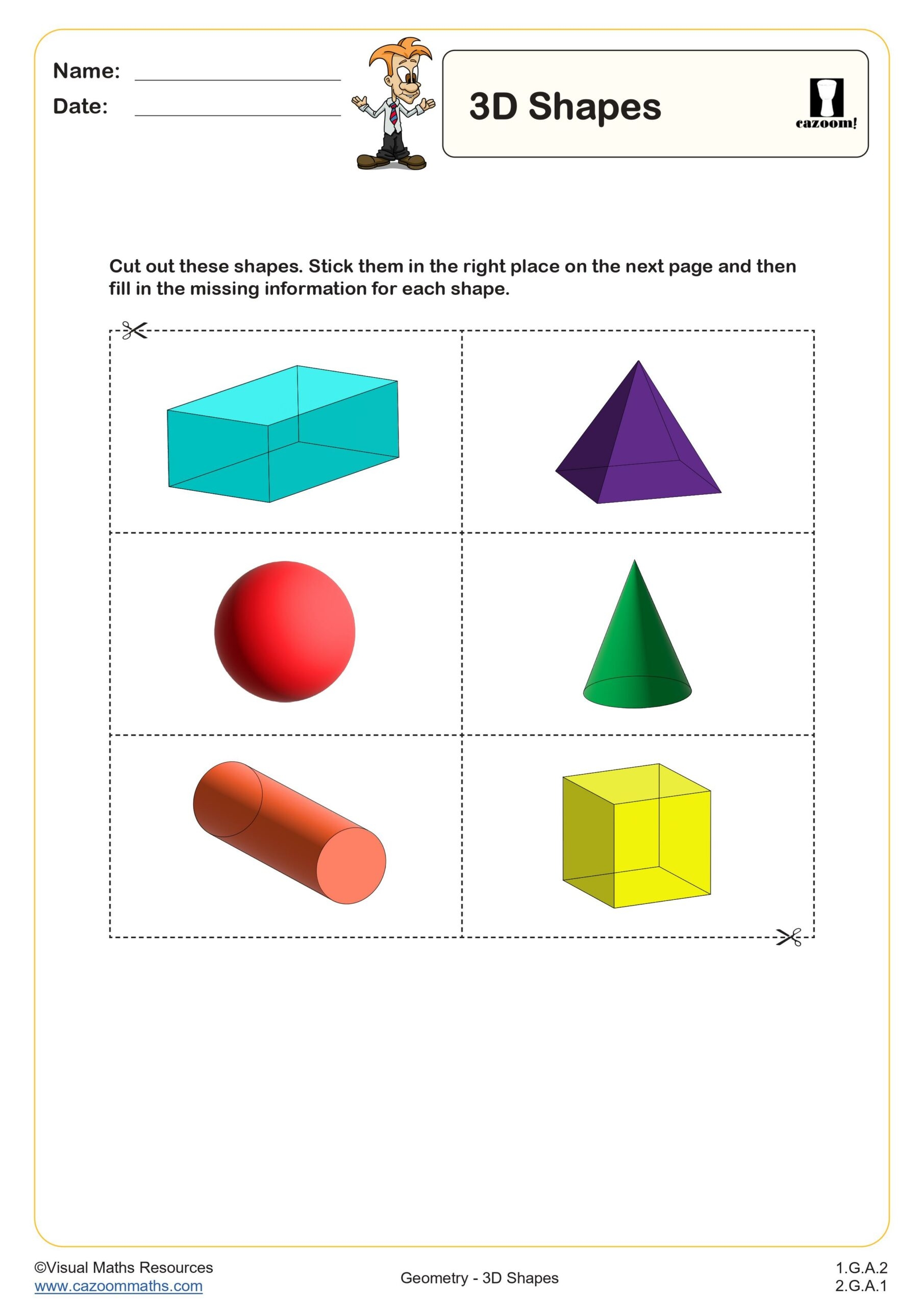 3d shapes worksheet