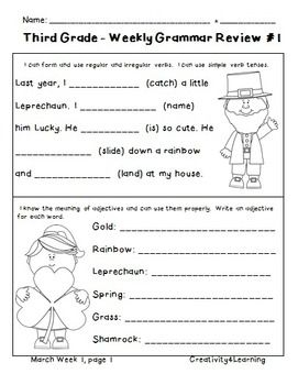 3rd Grade Grammar Worksheets Free Printable English Grammar 