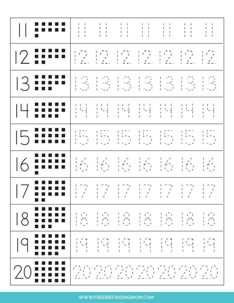 4 Free Number Tracing Worksheets 1 20 PDF Downloads Freebie