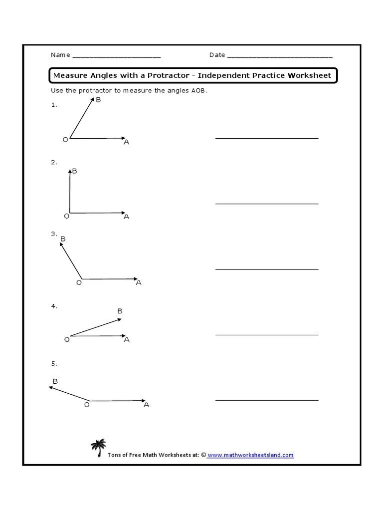 measuring angles with a protractor worksheet