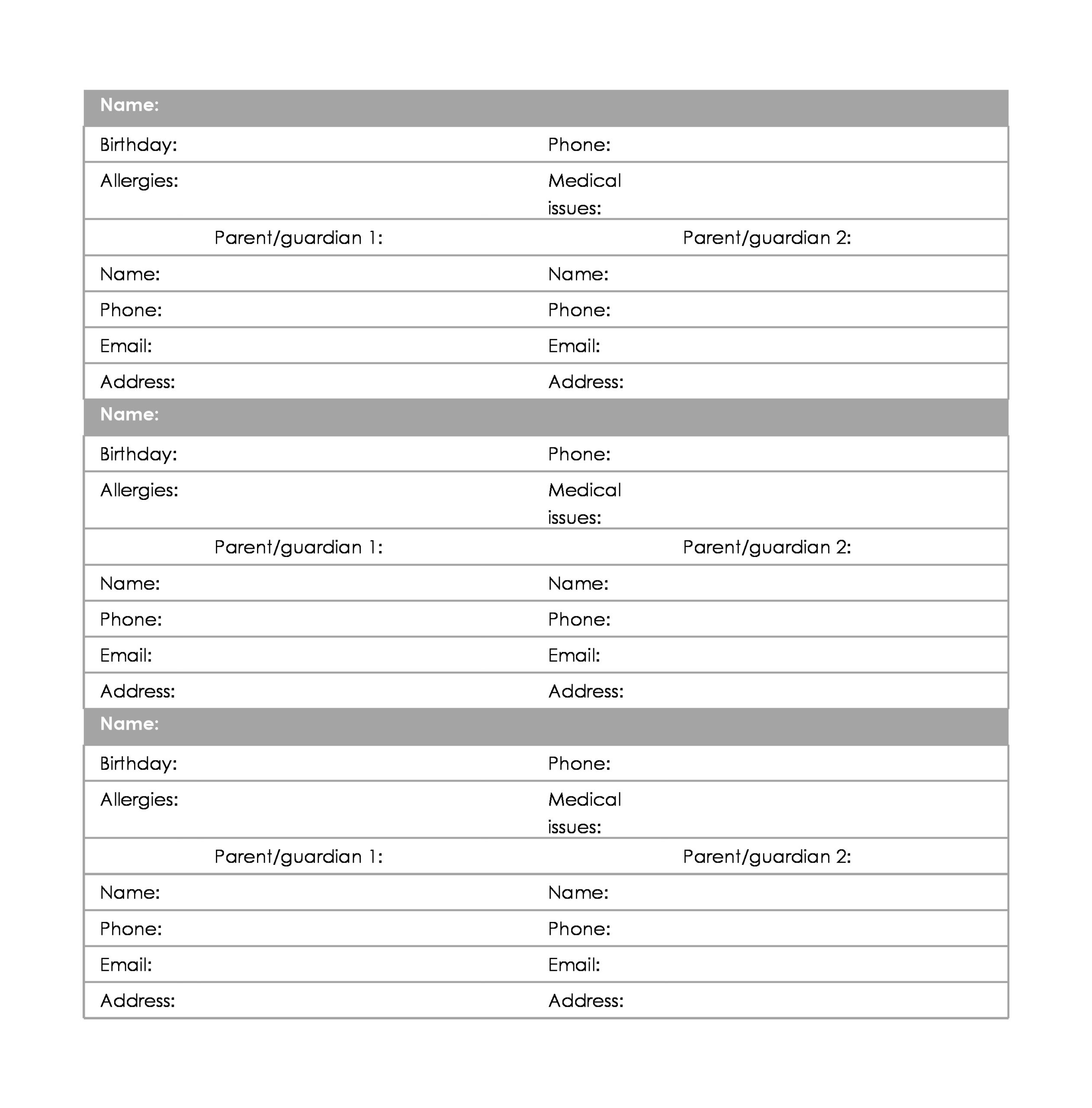 40 Free Contact Sheet Templates Excel Word TemplateArchive