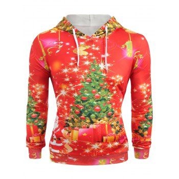 42 OFF 2025 Christmas Tree Print Long Sleeve Hoodie In RED DressLily