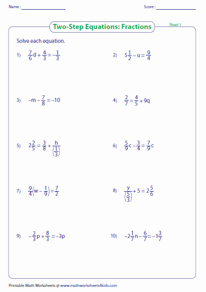 48 Solving Two Step Equations Worksheet Chessmuseum Template Library