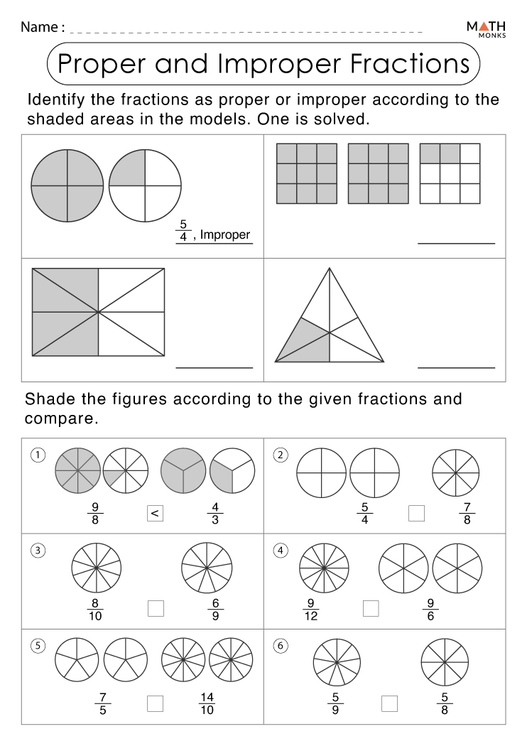 4th grade fractions worksheets