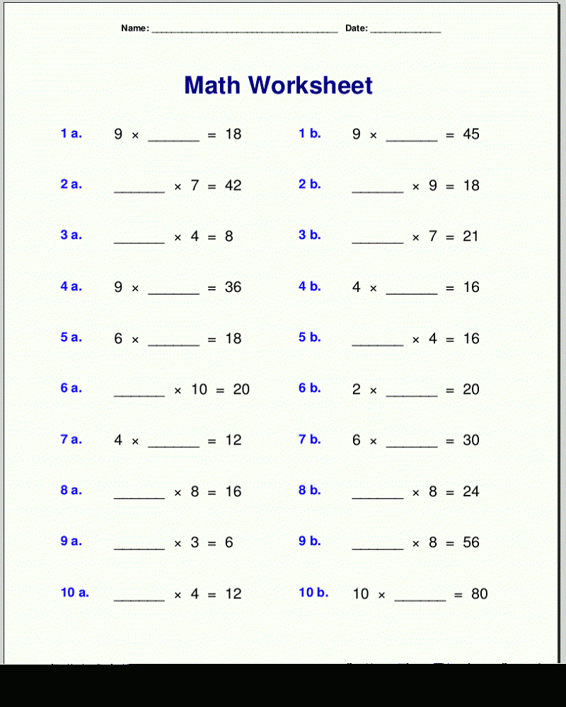 4th Grade Math Worksheets Printable Printable Worksheets