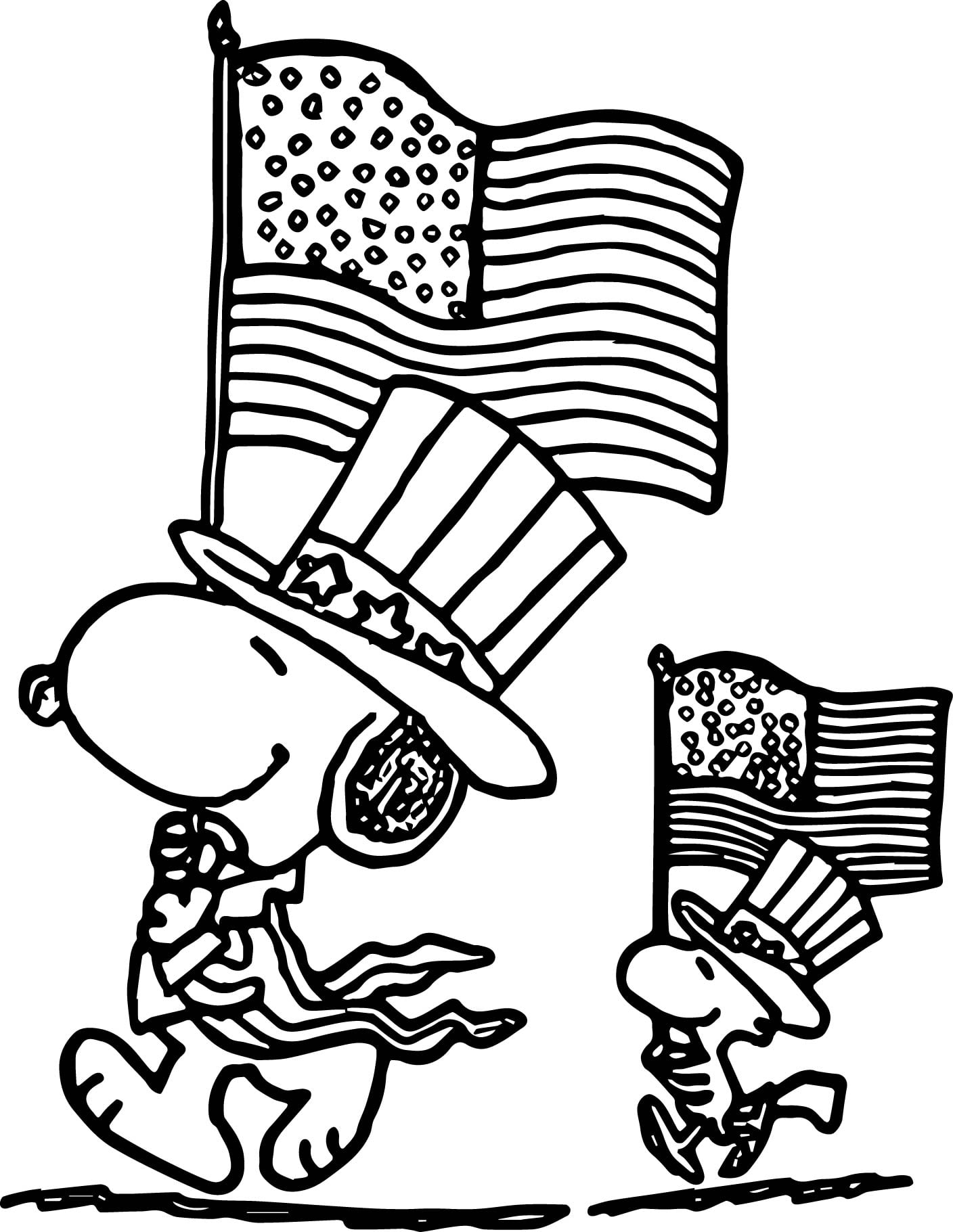 4th July Snoopy Coloring Page Wecoloringpage