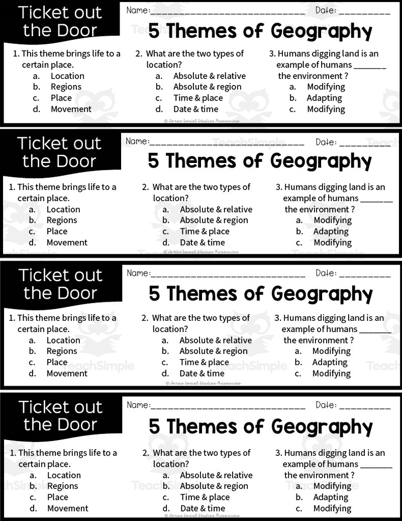 5 themes of geography worksheet
