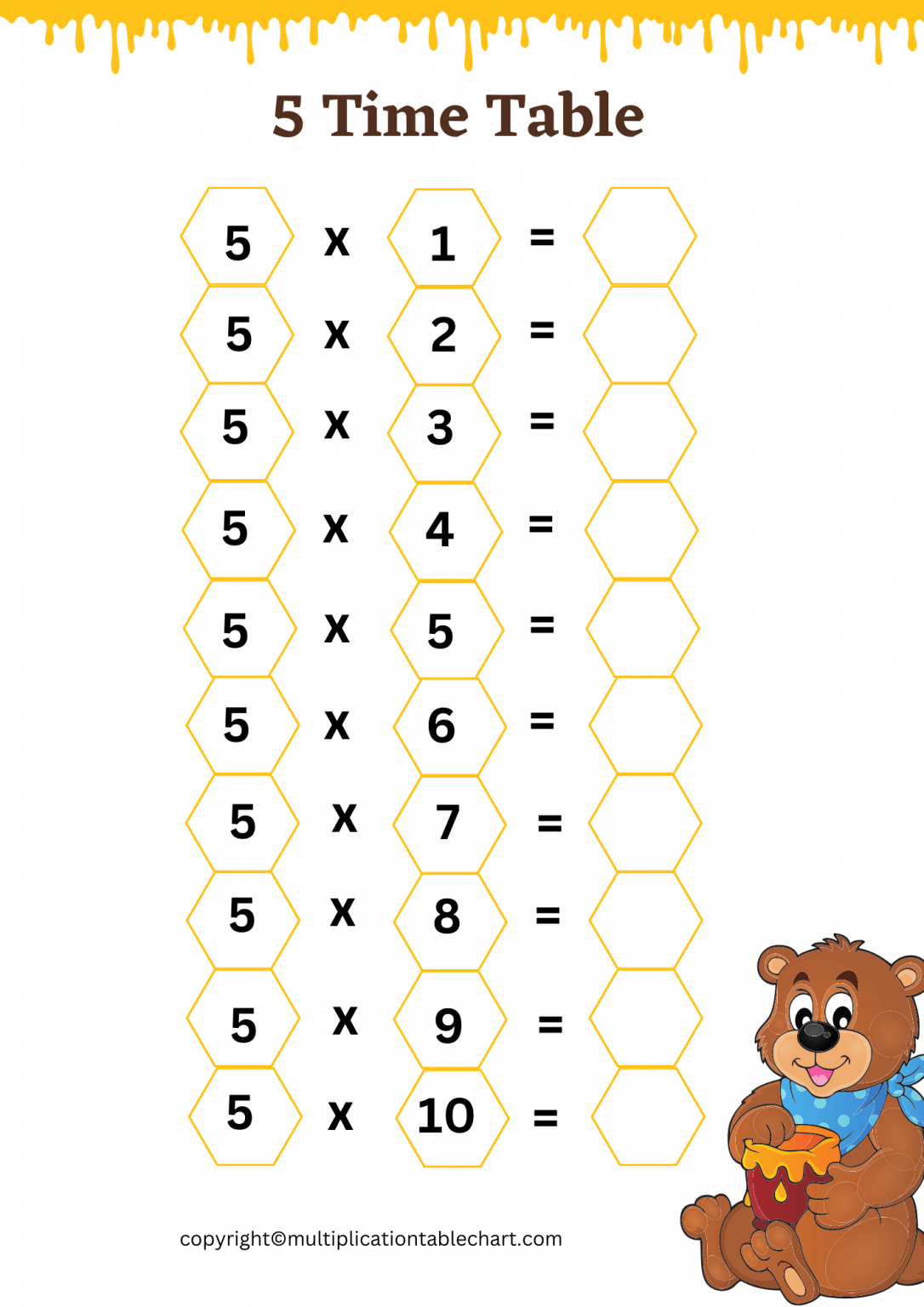 6 times table worksheet