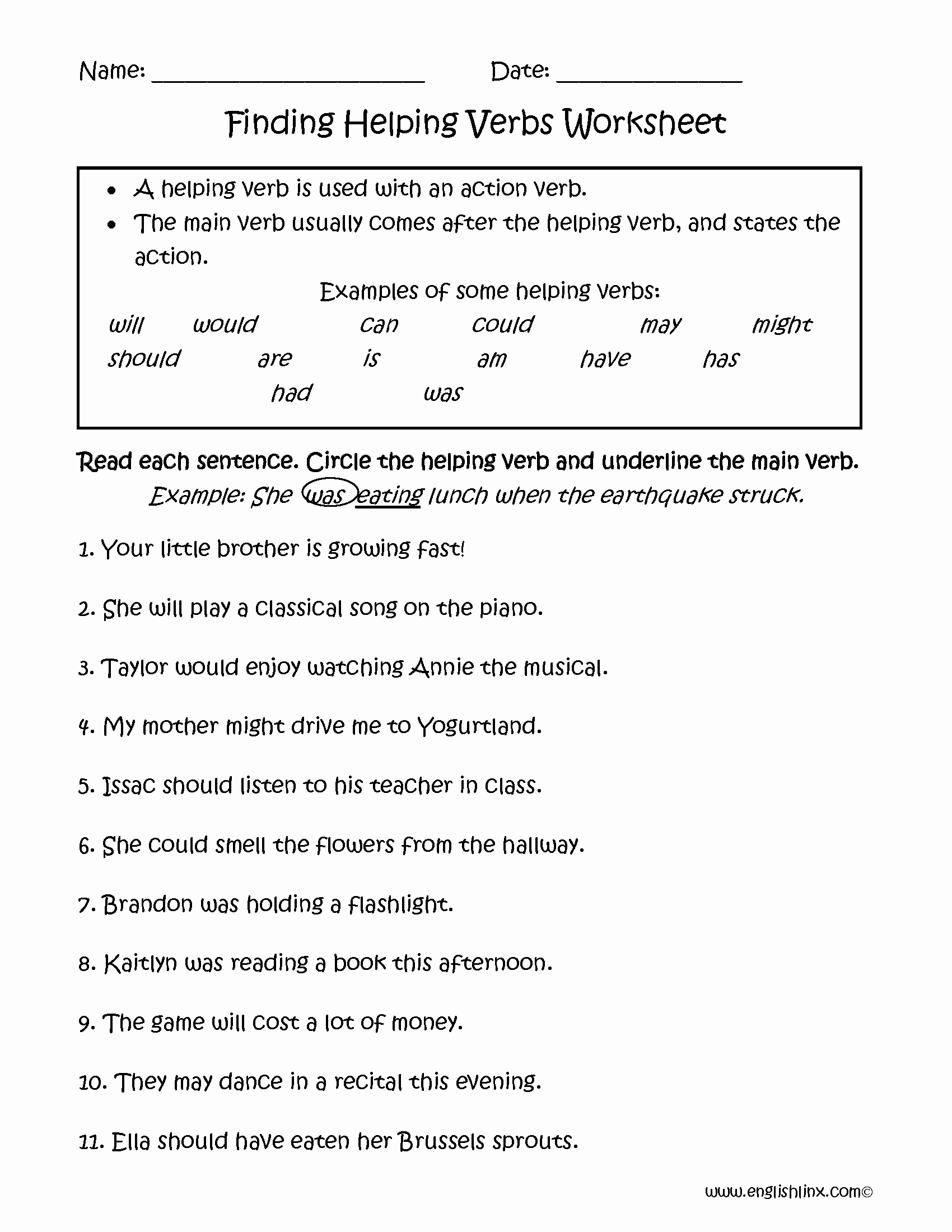 verbs worksheet