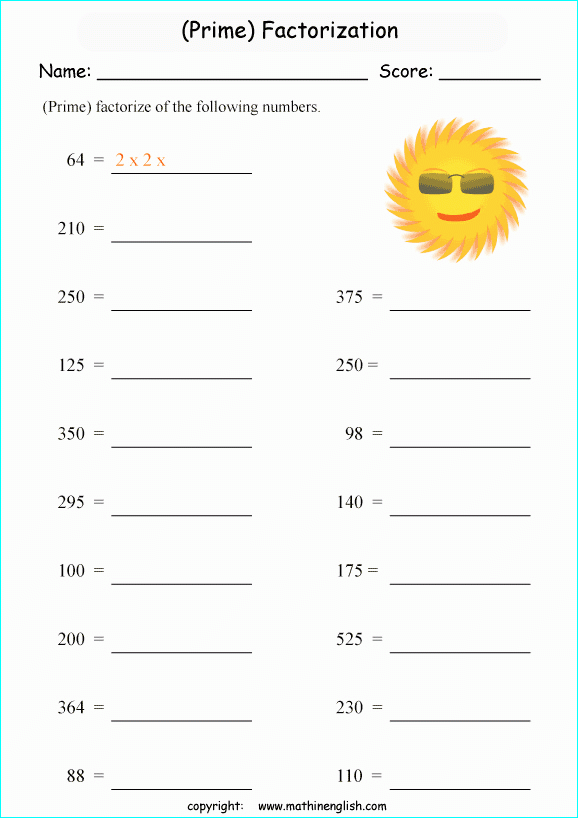 50 Prime Factorization Worksheet Pdf