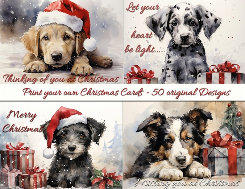 free printable dog christmas cards