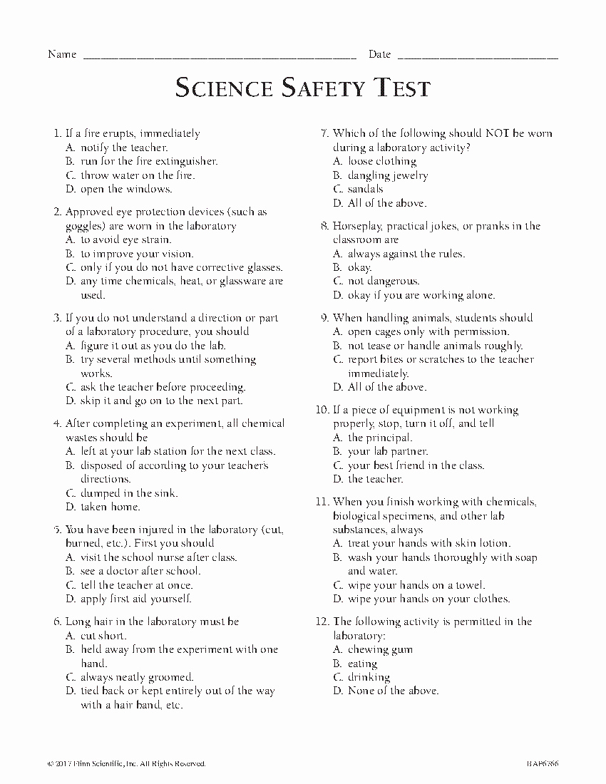 50 Science Lab Safety Worksheet Chessmuseum Template Library