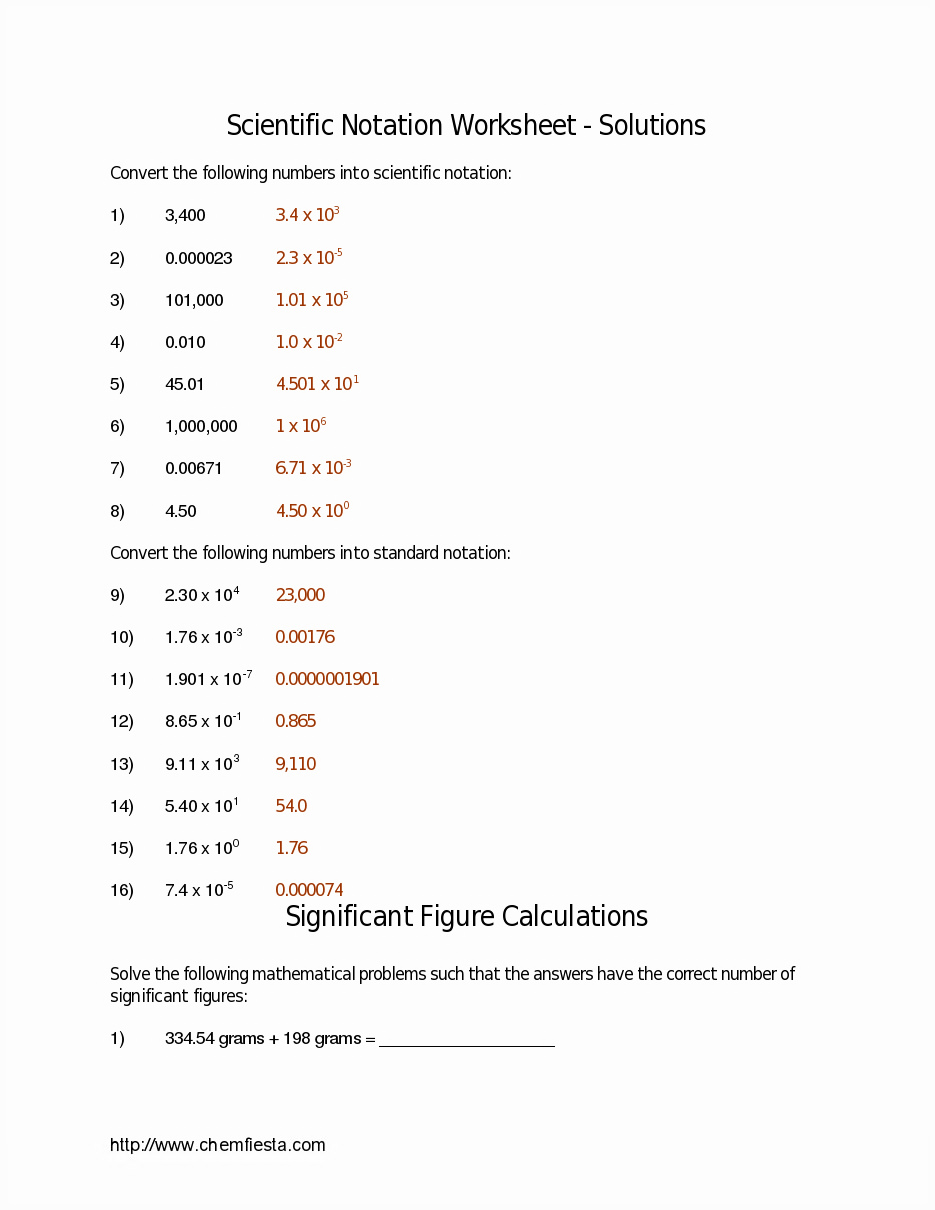 significant figures worksheet