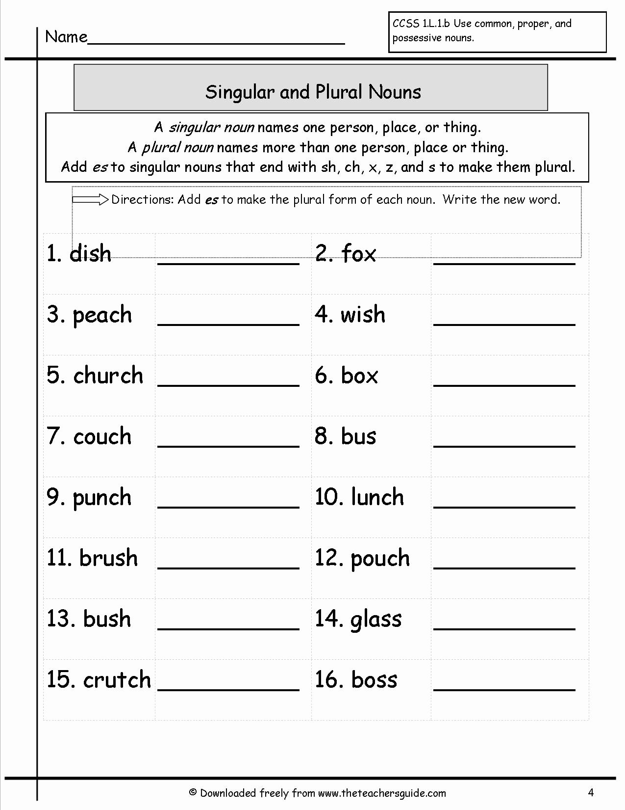 nouns worksheet
