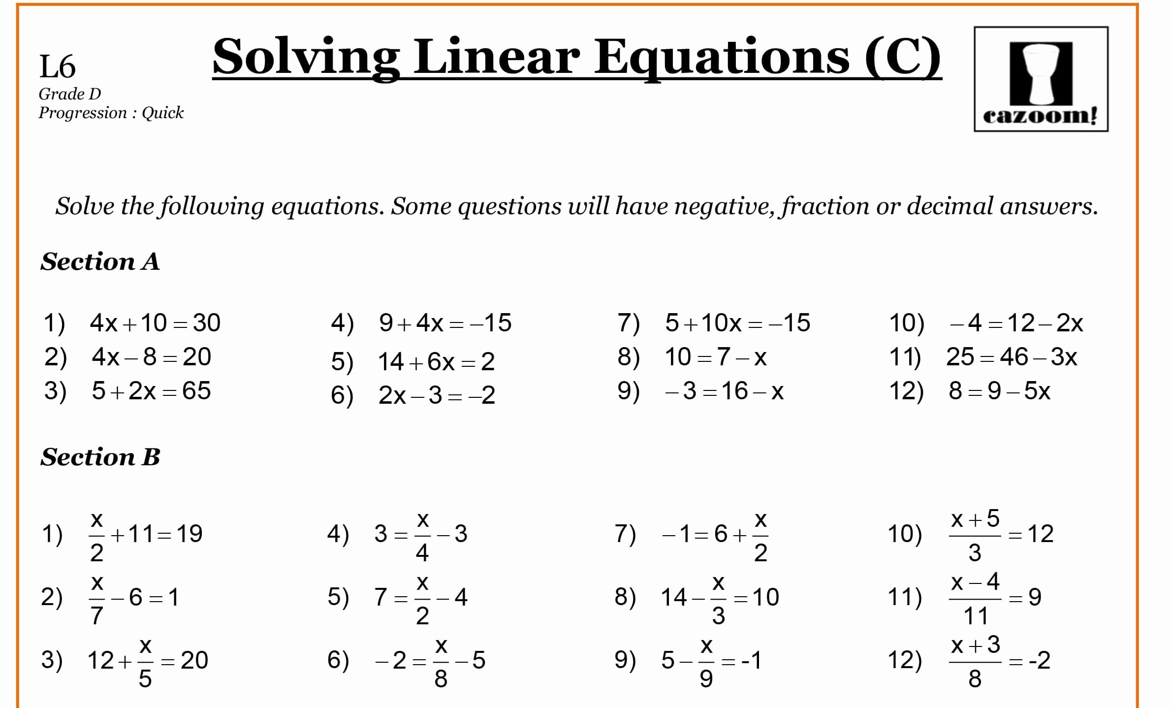 50 Solving Linear Equations Worksheet Pdf