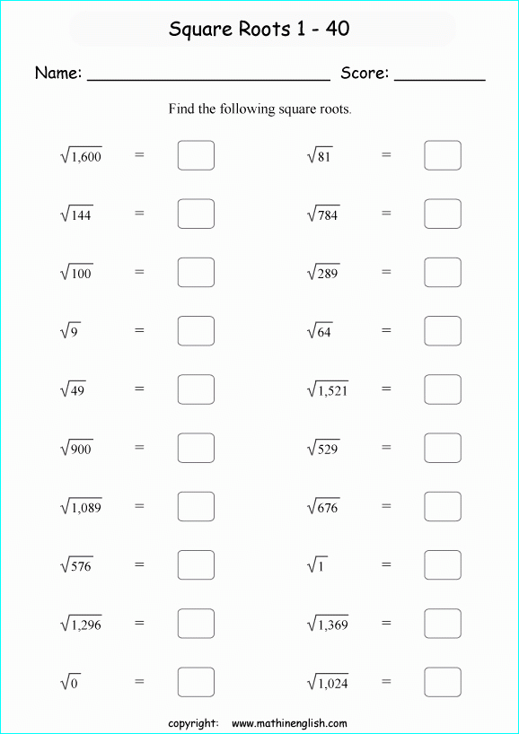 50 Squares And Square Roots Worksheet Chessmuseum Template Library